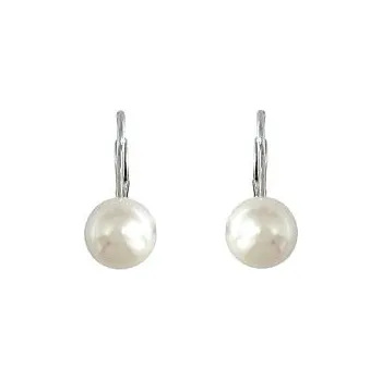 Náušnice Stříbrné náušnice s bílou perlou 8mm