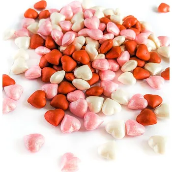 Jedlá dekorace na dort Cukrový mix srdíčka růžovo-červeno-bílá 1 Kg/sáček