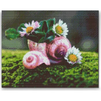 Diamantové malování Diamantové malování - Sedmikrásky v ulitě Velikost: 30x40cm, Rámování: Pouze srolované plátno, Diamanty: Čtvercové