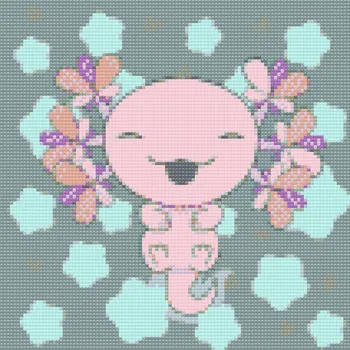 Diamantové malování Diamantové malování - Axolotl Velikost: 30x30cm, Rámování: Pouze srolované plátno, Diamanty: Čtvercové