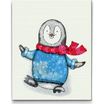 Diamantové malování Diamantové malování - Veselý tučňák Velikost: 30x40cm, Rámování: Pouze srolované plátno, Diamanty: Kulaté