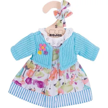 Doplněk pro panenku Bigjigs Toys Tyrkysové šaty se svetrem pro panenku 28 cm