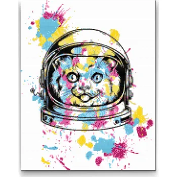 Diamantové malování Diamantové malování - NASA kočka Velikost: 30x40cm, Rámování: Pouze srolované plátno, Diamanty: Čtvercové
