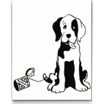 Diamantové malování Diamantové malování - Černobílý pes Velikost: 30x40cm, Rámování: Pouze srolované plátno, Diamanty: Čtvercové