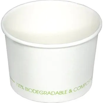 Jednorázové nádobí Miska papírová na polévku BIO 8oz 250ml, 90mm 100% kompostovatelná - 1000 ks