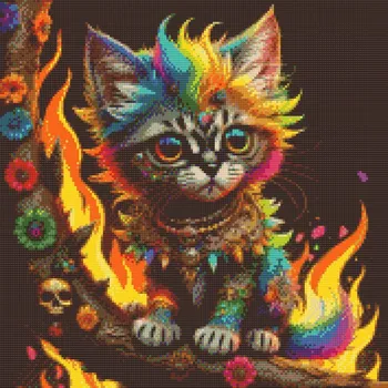 Diamantové malování Diamantové malování - Šamanské kotě Velikost: 50x50cm, Rámování: Pouze srolované plátno, Diamanty: Kulaté