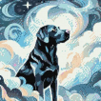 Diamantové malování Diamantové malování - Modrý labrador Velikost: 30x30cm, Rámování: Pouze srolované plátno, Diamanty: Kulaté