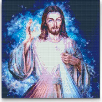 Diamantové malování Diamantové malování - Ježíš Velikost: 50x50cm, Rámování: Pouze srolované plátno, Diamanty: Kulaté