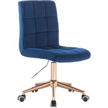 LuxuryForm DESIGN Kosmetická židle TOLEDO VELUR na zlaté podstavě s kolečky - modrá