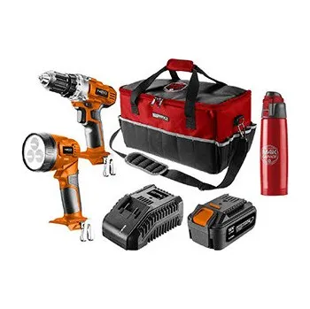 Sada nářadí, aku, 04-600-M4K, vrtačka/svítilna/akumulátor/nabíječka/láhev/taška, 18V, 6ti dílná, Neo Tools