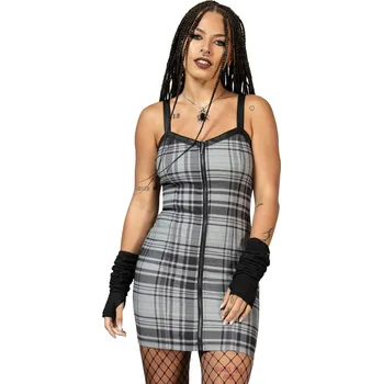 Dámské šaty šaty dámské KILLSTAR - Bury Me - Grey Tartan - XXL