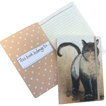 Zápisník Větší zápisník na gumičku s kočkou - design Alex Clark