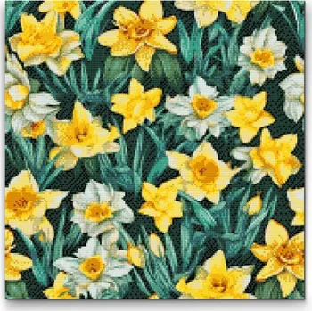 Diamantové malování Diamantové malování - Květinové pozadí - Narcisy Velikost: 50x50cm, Rámování: Pouze srolované plátno, Diamanty: Kulaté