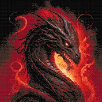 Diamantové malování Diamantové malování - Ohnivý drak Velikost: 50x50cm, Rámování: Pouze srolované plátno, Diamanty: Kulaté