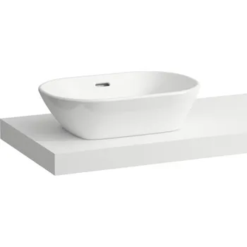 Koupelnový nábytek Lani - umyvadlová deska 120 cm, s výřezem vlevo, vč. 2 nástěnných držáků, bílá matná H4046721122601