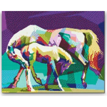 Diamantové malování Diamantové malování - Barevní koně Velikost: 30x40cm, Rámování: Pouze srolované plátno, Diamanty: Kulaté