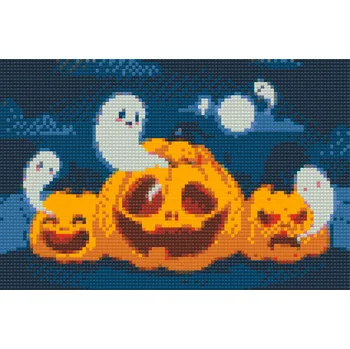Diamantové malování Diamantové malování - Dýně a duchové Velikost: 20x30cm, Rámování: Pouze srolované plátno, Diamanty: Čtvercové