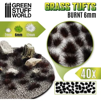 Plastikový model Shrubs Tufts – samolepící trsy spálená tráva, 6mm (40 ks)