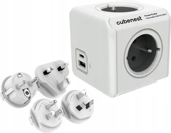 Cestovní adaptér Cubenest PowerCube Rewirable USB A+C PD 20 W