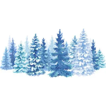 Plakát Plakát, Obraz - watercolor snowy forest illustration, Christmas fir, wacomka