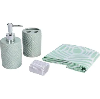 Sada koupelnových doplňků EXCELLENT HOUSEWARE Sada doplňků do koupelny DOLOMITE 4 ks zelená KO-CY2210530zele