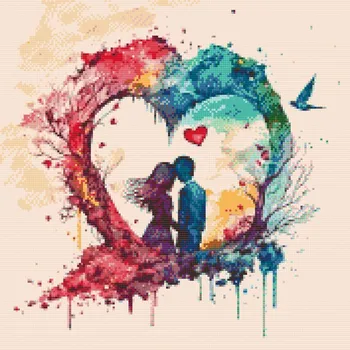 Diamantové malování Diamantové malování - Romantika v srdci Velikost: 50x50cm, Rámování: Pouze srolované plátno, Diamanty: Čtvercové