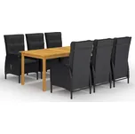 vidaXL 7dílný zahradní jídelní set [3067867] Barva: Černá