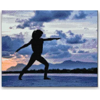 Diamantové malování Diamantové malování - Jóga na pláži Velikost: 30x40cm, Rámování: Pouze srolované plátno, Diamanty: Kulaté