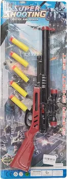 Dětská zbraň Super Shooting Super Shoot Set plastová puška se zaměřovačem na pěnové šipky 37 cm hnědá/černá