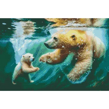Diamantové malování Diamantové malování - Koupel ledního medvěda Velikost: 40x60cm, Rámování: Pouze srolované plátno, Diamanty: Čtvercové
