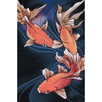 Diamantové malování Diamantové malování - Zlaté rybky Velikost: 40x60cm, Rámování: Pouze srolované plátno, Diamanty: Čtvercové