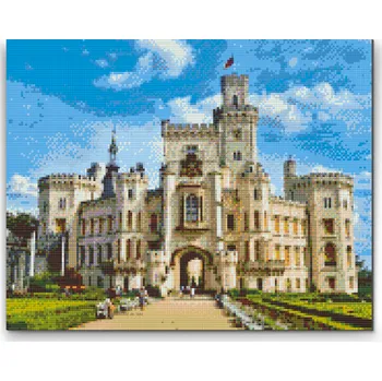 Diamantové malování - Zámek Hluboká Velikost: 30x40cm, Rámování: Pouze srolované plátno, Diamanty: Čtvercové