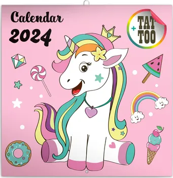 Kalendář Presco Group Poznámkový kalendář Šťastní jednorožci 2024