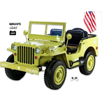 Dětské elektrovozidlo Jeep Willys s 2,4G, 4x 120W / 24V, 3 místný, macha army