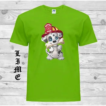 Chlapecké tričko detske-levne-bavlnene-tricko-potisk-pes-pozarnik Barva: Lime - limetková, velikost: 116