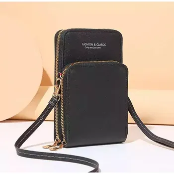 Kabelka Módní kabelka s peněženkou a prostorem pro mobil - Černá 2