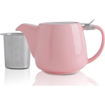 Konvice na čaj Porcelánová čajová konvice se sítkem z ušlechtilé 550 ml růžová - VIVILINEN (Konvička na čaj s filtrem, 0,55 l, růžová - VIVILINEN)
