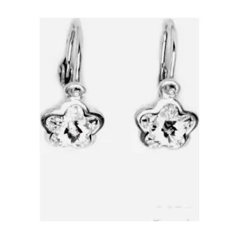 Náušnice Zlaté dětské náušnice kytičky Swarovski čiré - NK1297 bílé zlato (Dětské zlaté náušnice kytičky se Swarovki krystaly)