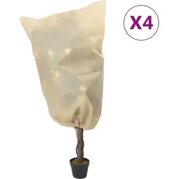 Geotextilie vidaXL Ochranné návleky se stahovací šňůrkou 4 ks 70 g/m² 0,8 x 1,2 m [364875] Barva: Béžová