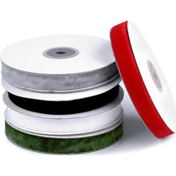 Stuha a.s. Sametová stuha, šíře 9 mm, mix barev barva: vojenská zelená