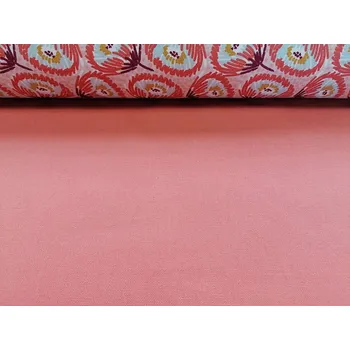 BYTEMA Bavlněná látka UNI KORÁLOVÁ hrubá bavlna 220g šíře 150 cm