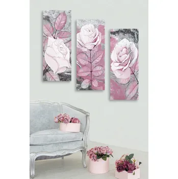 Obraz ASIR Obraz na MDF 3ks RŮŽE 20 x 50 cm