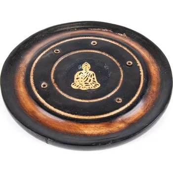 Vonná tyčinka Stojánek na vonné tyčinky - talířek dřevo Buddha 10 cm