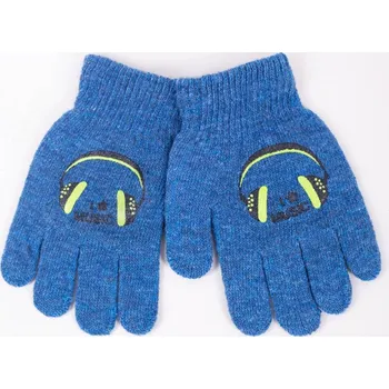 Rukavice YO Rukavice prstové RED119C modré se sluchátky velikost rukavic: 14 cm