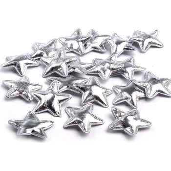 Vánoce Dekorace, HVĚZDIČKY stříbrné, 3 cm, 3 ks/bal.