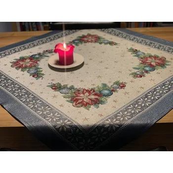 Vánoční dekorace BYTEMA Vánoční gobelínové ubrusy a šály VÁNOČNÍ HVĚZDA II modrá 140 x 180 cm