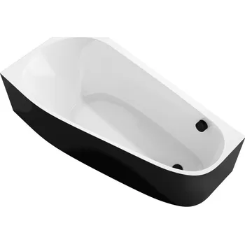 Polysan PROJEKTA L MONOLITH asymetrická stojící vana 156x77x60cm, bílá/černá