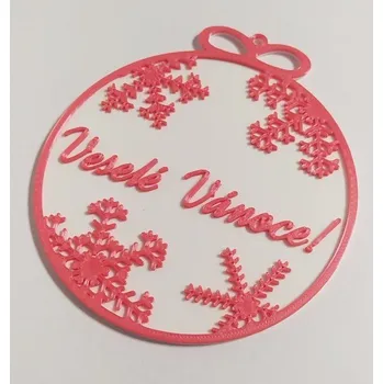 Vánoční dekorace Vánoční baňka 1 - plastová dekorace - Růžová