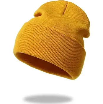 Čepice Dámská zimní čepice s výšivkou - 001 Plně žlutá