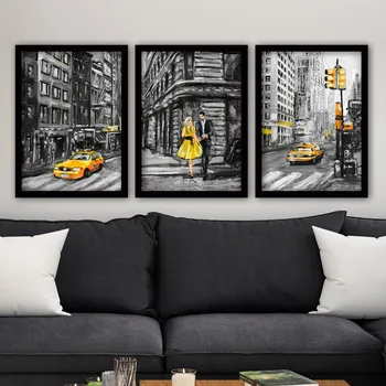 Obraz ASIR Dekorativní obraz 3ks MDF ULICE 35 x 45 cm